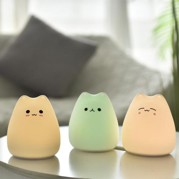 veilleuse enfant, Night light, Cat, Mini lamp, Nightlight, Decoration, Ambiance, LED light, Children's room, Interior decoration, Soft light, Relaxing, Portable, Wireless, KasGlobe™️