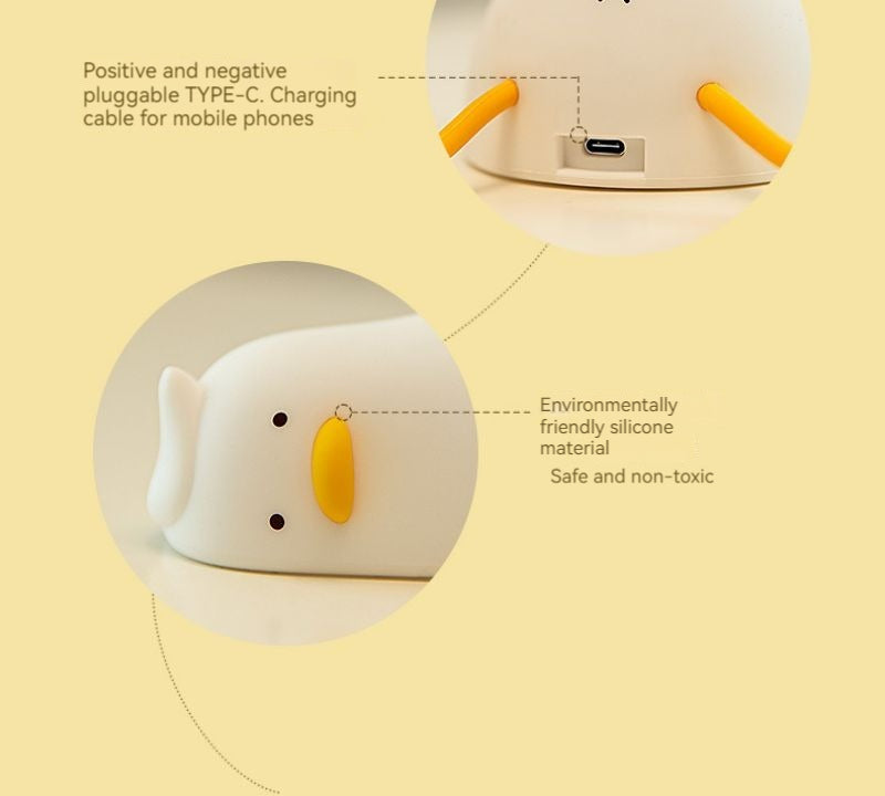 Duck-shaped night light Animal-themed night light Cute night light Quirky night light Children's night light Decorative night light LED night light Nursery night light Relaxing night light Whimsical night light Bedroom night light Soft glow night light Fun night light Unique night light Comforting night light