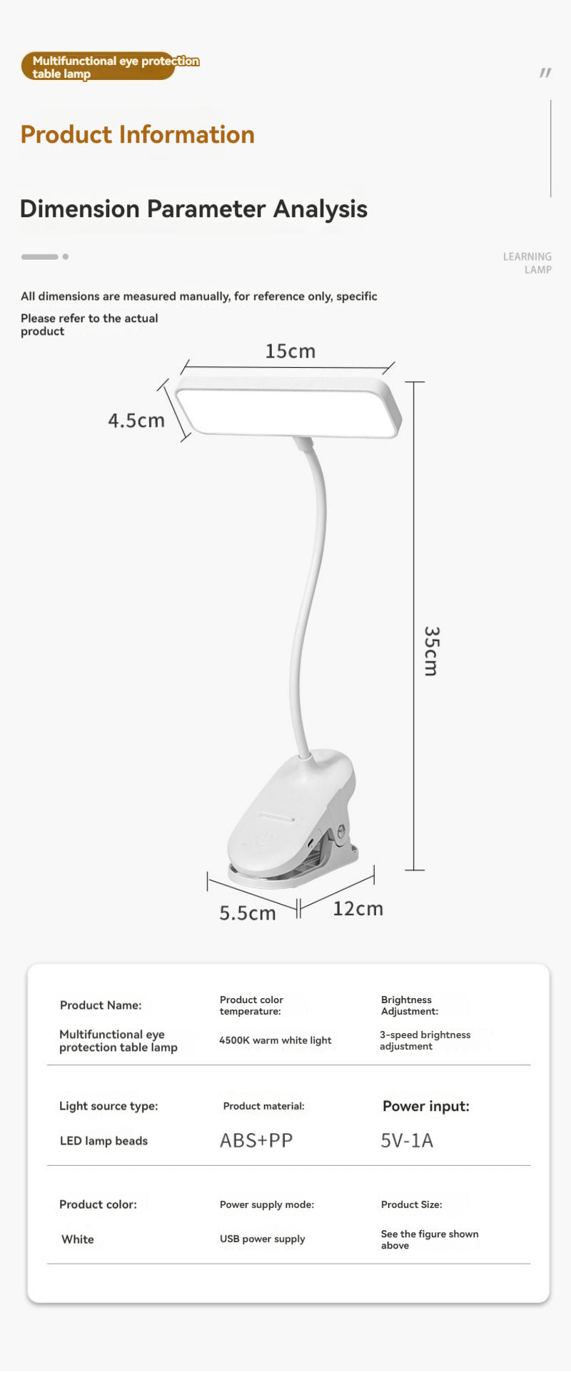 Clip Type LED Desk Lamp