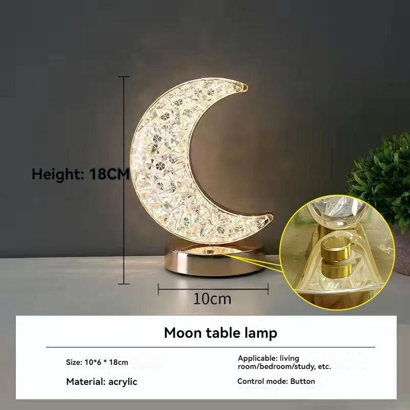 Simple Decoration of Crystal Table Lamp with Stars and Moon