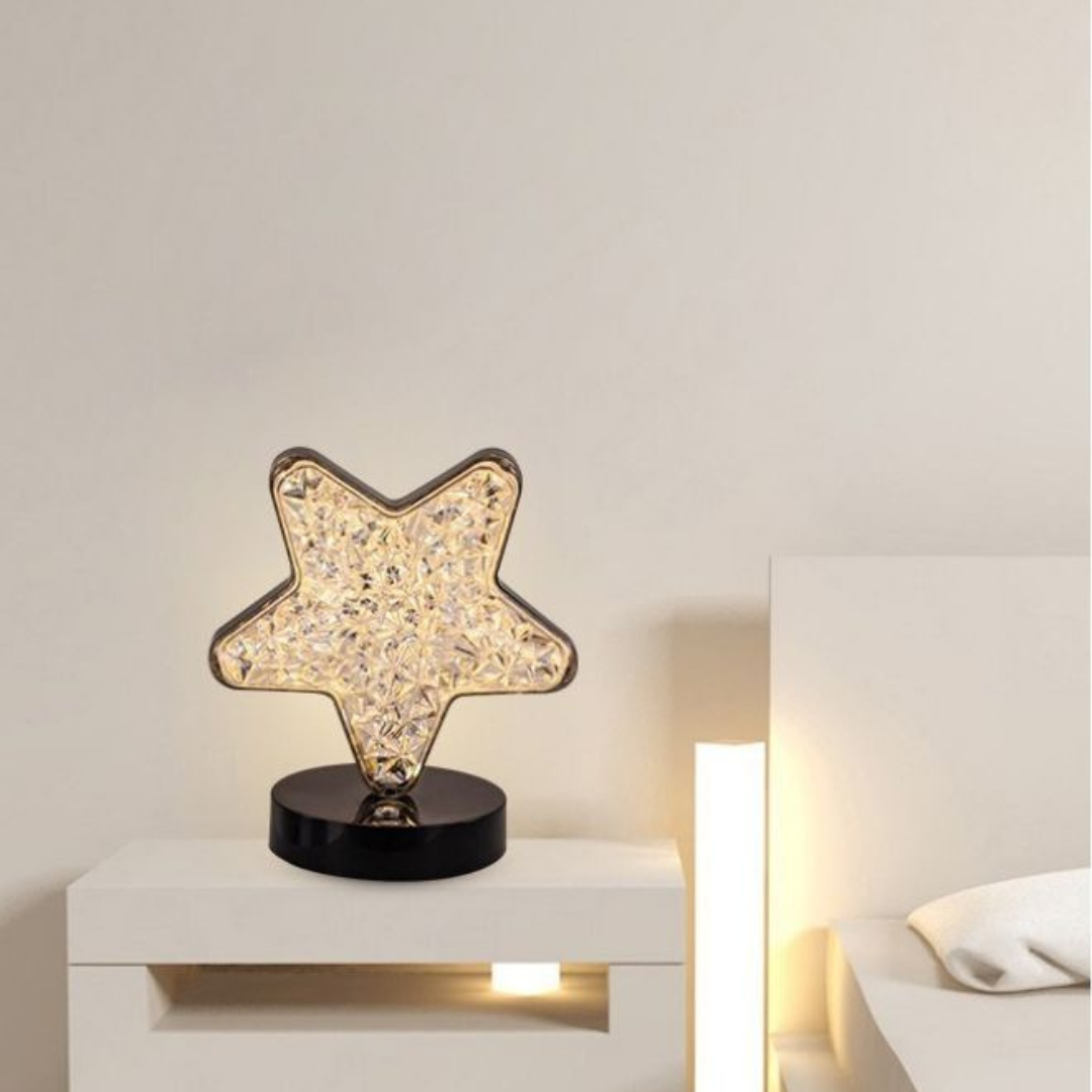 Simple Decoration of Crystal Table Lamp with Stars and Moon