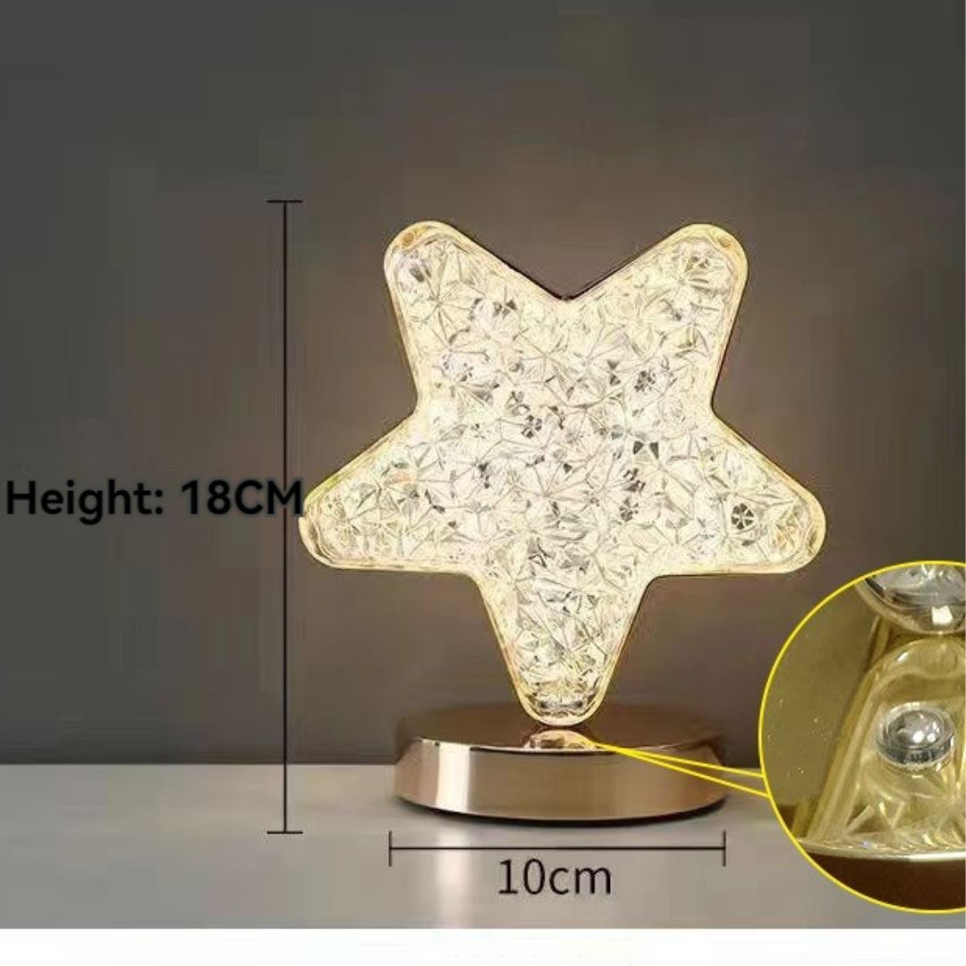 Simple Decoration of Crystal Table Lamp with Stars and Moon