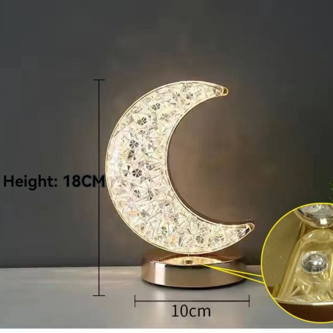 Simple Decoration of Crystal Table Lamp with Stars and Moon