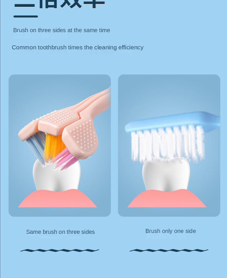 Three Sided Soft Hair Toothbrush - Complete Cleaning for Optimal Oral Hygiene