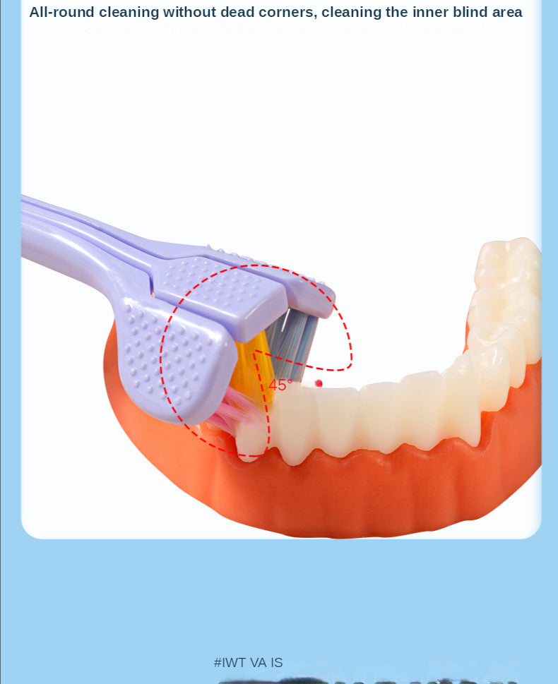 Three Sided Soft Hair Toothbrush - Complete Cleaning for Optimal Oral Hygiene