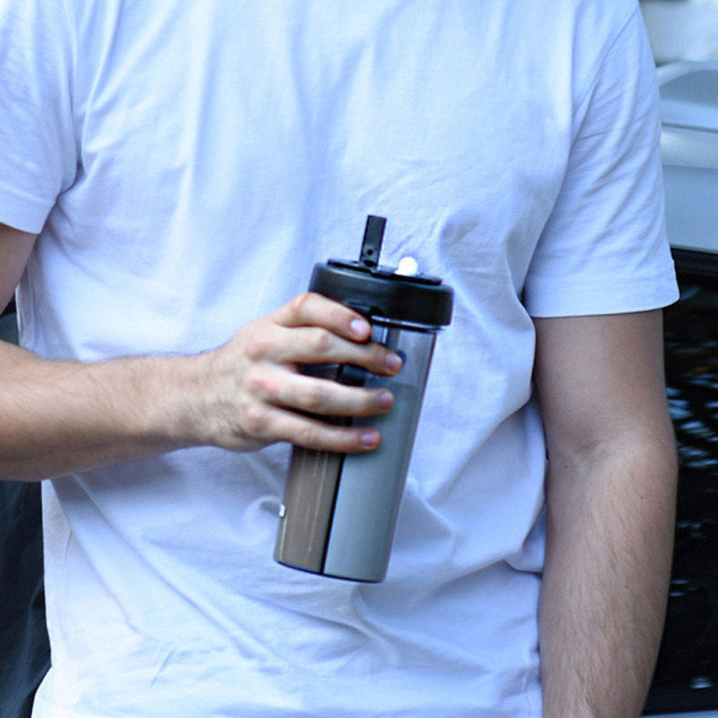 Portable Plastic Dual Straw Water Bottle – Leakproof Sports Bottle