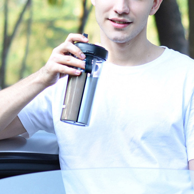 Portable Plastic Dual Straw Water Bottle – Leakproof Sports Bottle