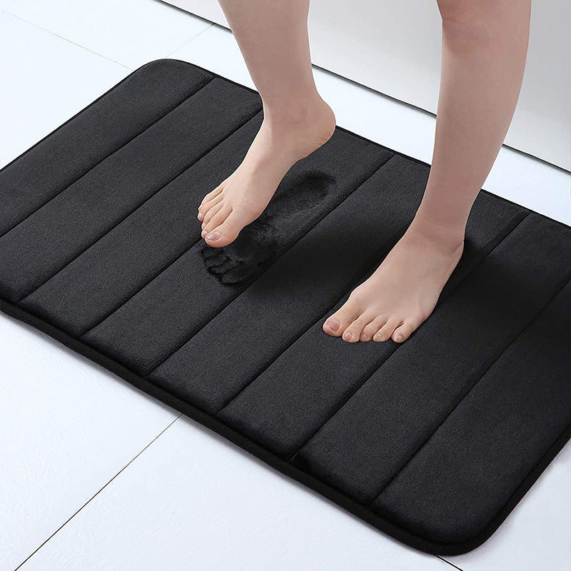 Quick Dry Bath Mat Luxury Bathroom Mat Soft Absorbent Bath Rug Plush Bathroom Rug Non-Slip Bath Mat Microfiber Bathroom Mat Comfortable Bath Mat Absorbent Shower Mat Elegant Bath Mat Stylish Bathroom Rug, mat black, tapris de bain noir, 