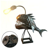 Deep Sea Creature Lamp Marine Life LED Light Ocean Floor Inspired Lamp Abyssal Fish Decor Underwater Theme Lighting Anglerfish Night Light Bioluminescent Fish Lamp Deep Sea Inspired Decor Submersible Creature Lamp Angler Fish Bedroom Decor