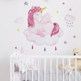 Cartoon Pink Unicorn Wall Stickers - KasGlobe