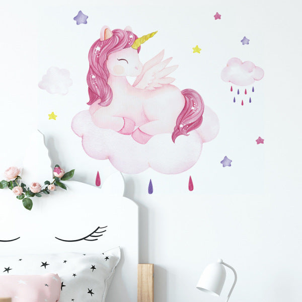 Cartoon Pink Unicorn Wall Stickers - KasGlobe