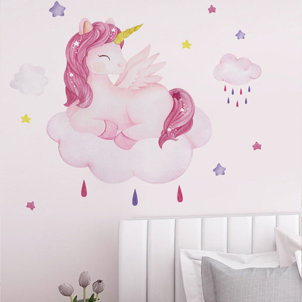 Cartoon Pink Unicorn Wall Stickers