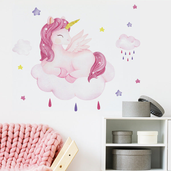 Cartoon Pink Unicorn Wall Stickers - KasGlobe