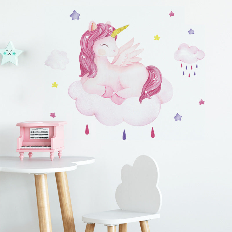 Cartoon Pink Unicorn Wall Stickers