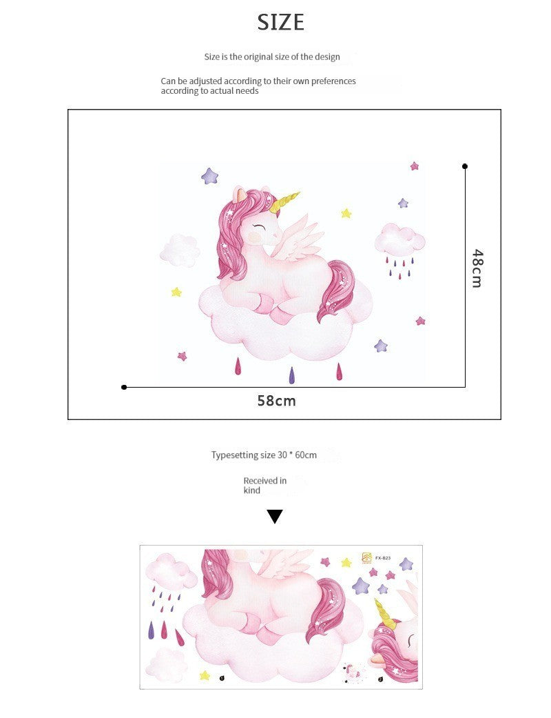 Cartoon Pink Unicorn Wall Stickers