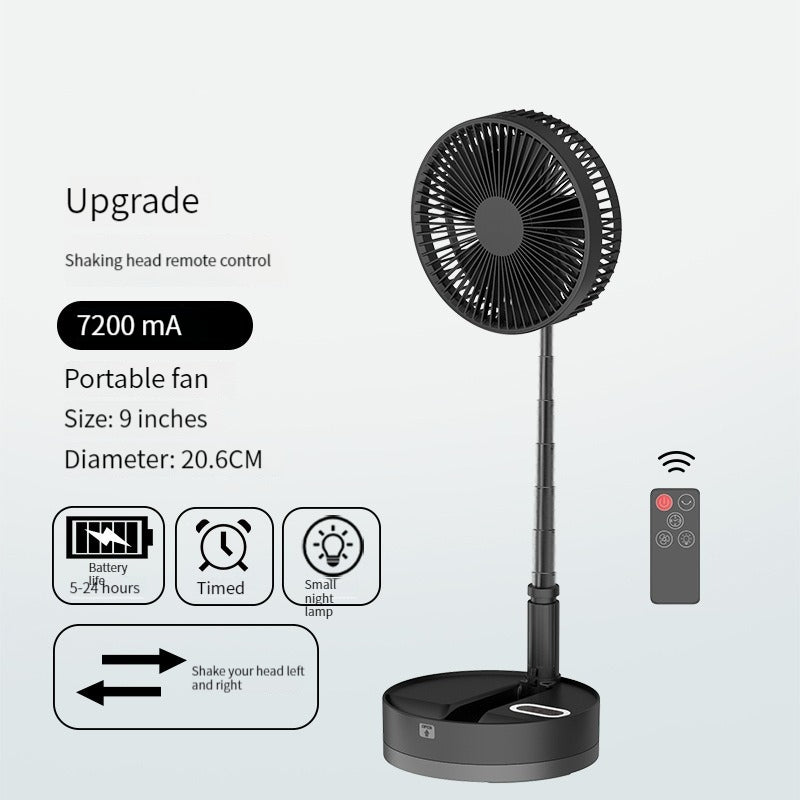 Portable Retractable Charging Fan Black