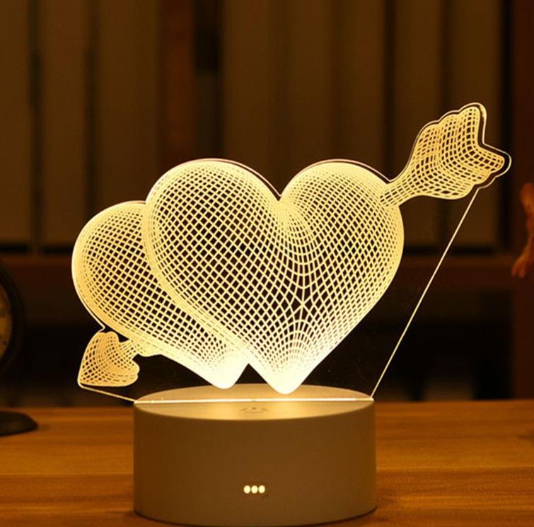 veilleuse heart, veilleuse coeur, Night light, Stereo light, Atmosphere light, Relaxing light, Bedroom decor, Home lighting, Modern design, LED light, Ambient lighting, KasGlobe™️ 