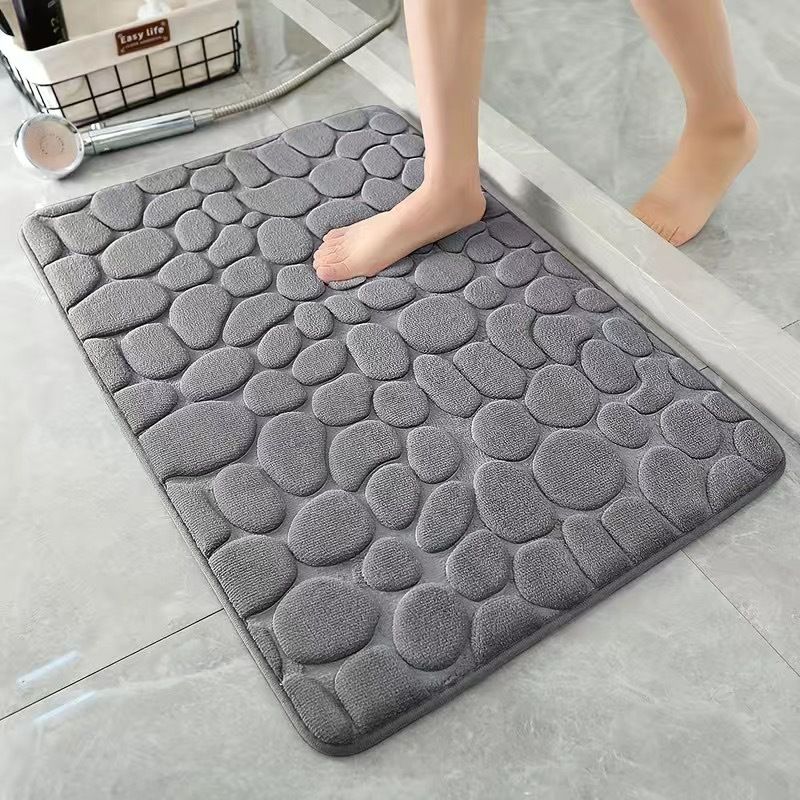 Coral Fleece Embossed Stone Bathroom Mat