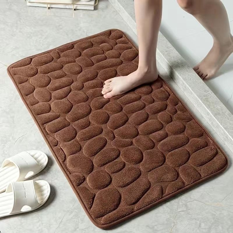 Coral Fleece Embossed Stone Bathroom Mat