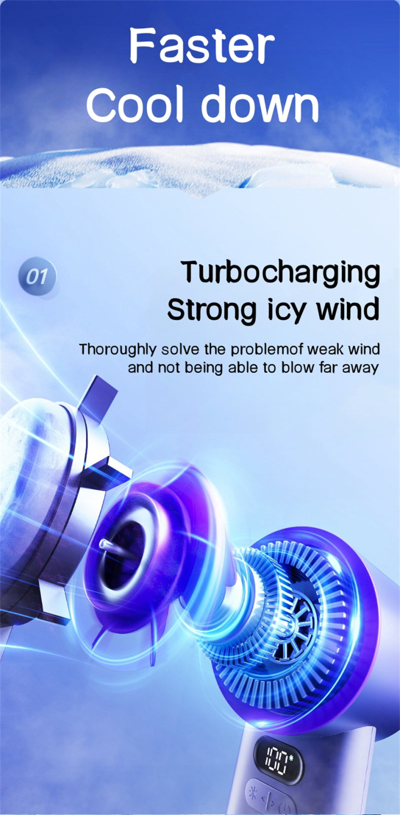 USB Charging Digital Display Cooling Small Fan