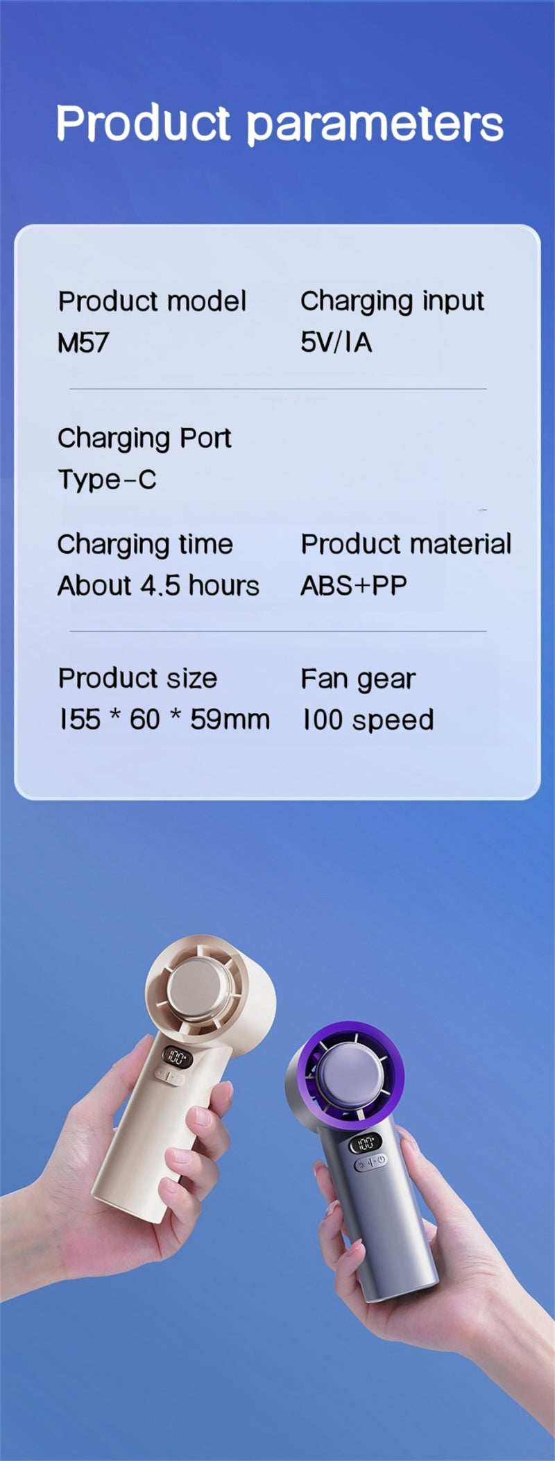 USB Charging Digital Display Cooling Small Fan