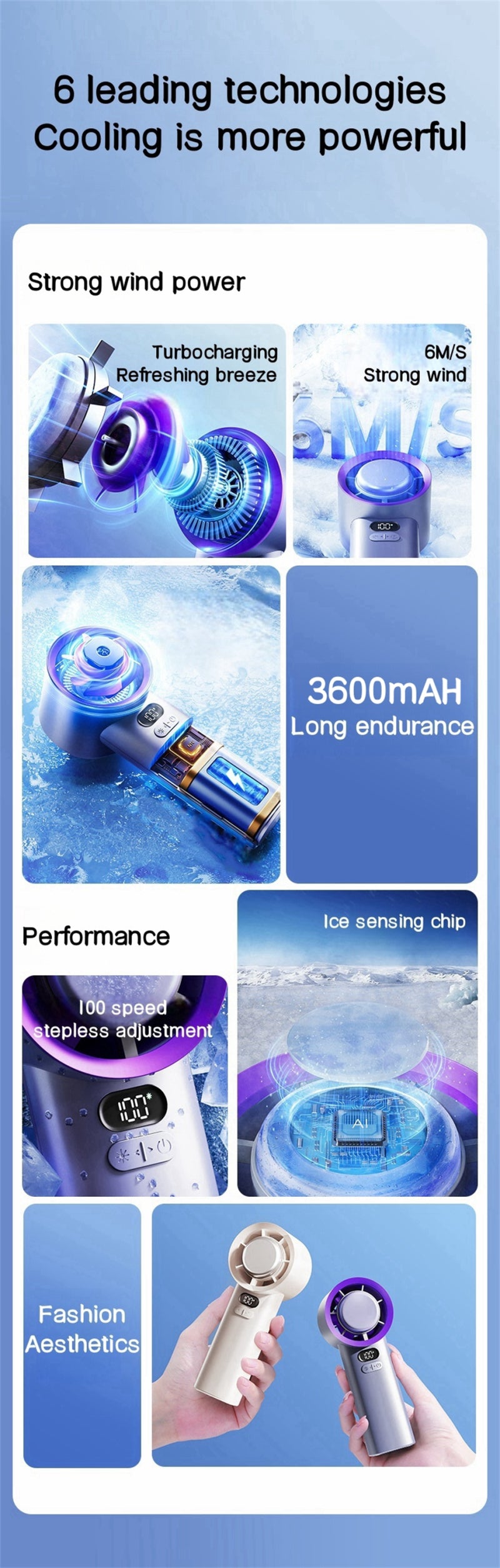 USB Charging Digital Display Cooling Small Fan