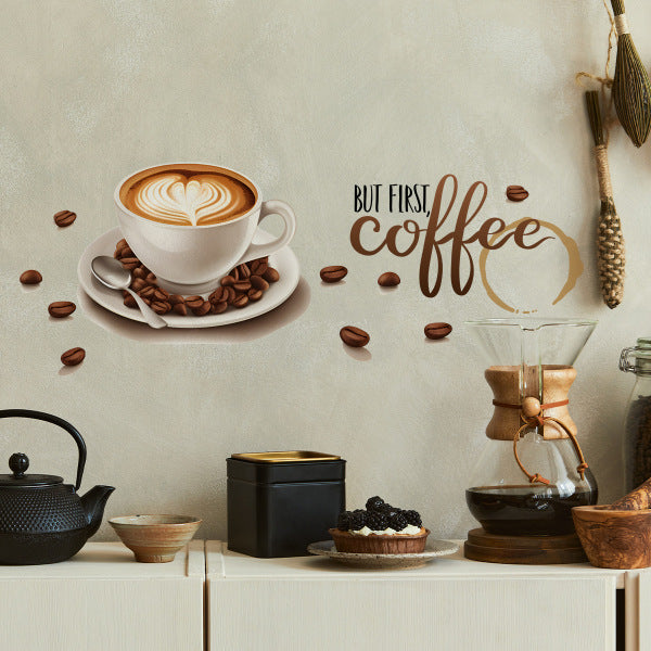 Coffee Bean Coffee Cup Beautification Sticker