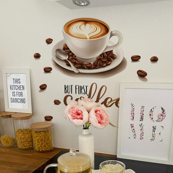 Coffee Bean Coffee Cup Beautification Sticker