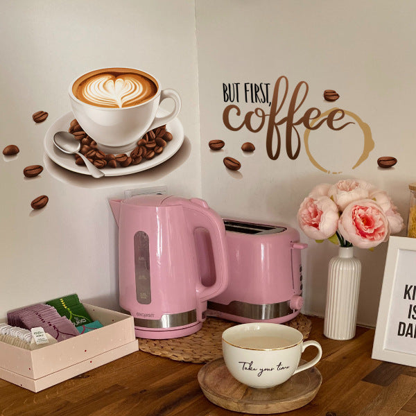 Coffee Bean Coffee Cup Beautification Sticker
