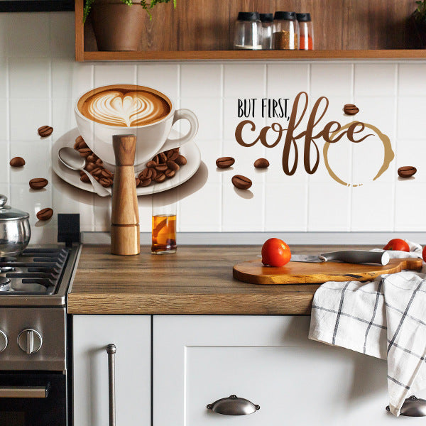 Coffee Bean Coffee Cup Beautification Sticker