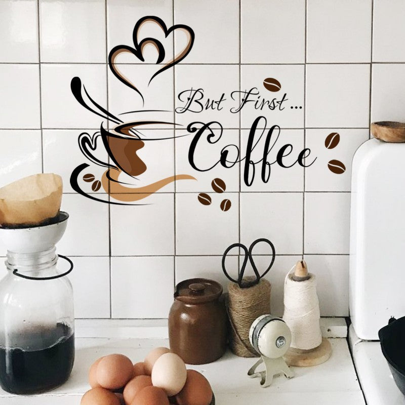 Coffee Cup English Wall Sticker - KasGlobe
