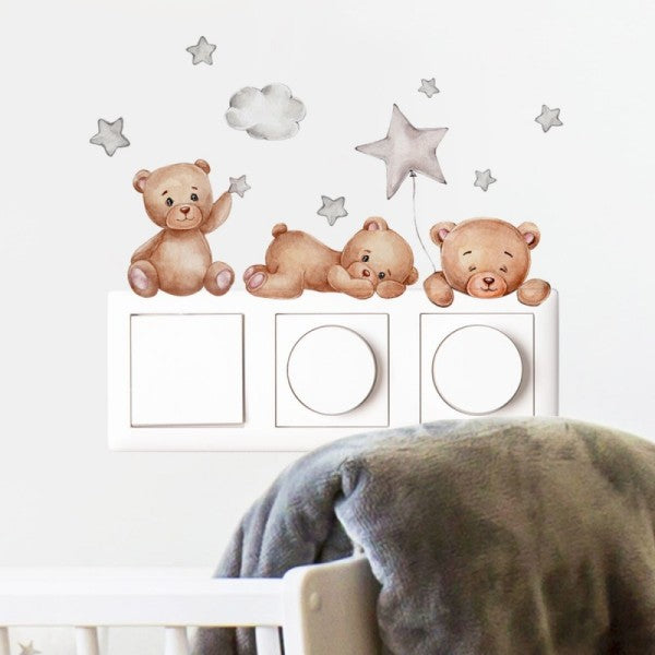 Cartoon Bear Star Switch Wall Sticker