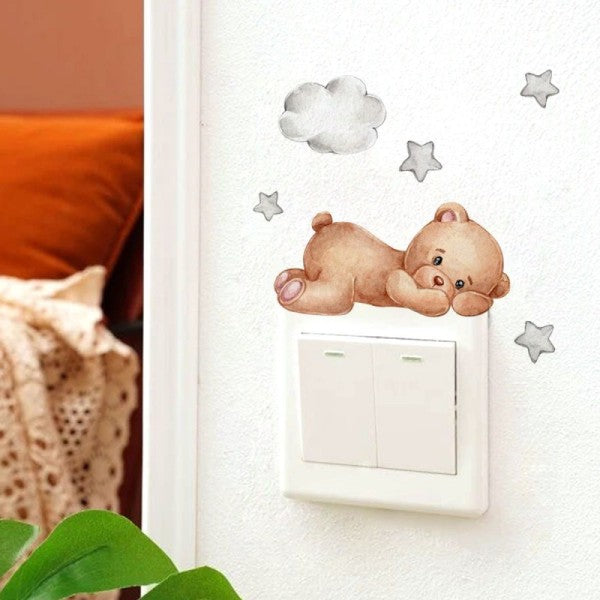 Cartoon Bear Star Switch Wall Sticker
