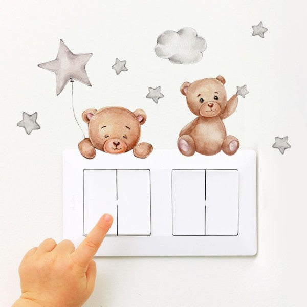 Cartoon Bear Star Switch Wall Sticker