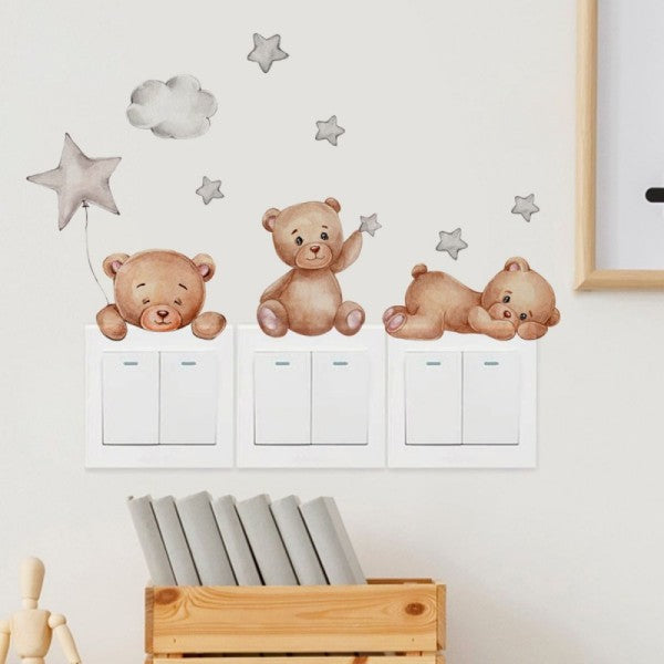 Cartoon Bear Star Switch Wall Sticker