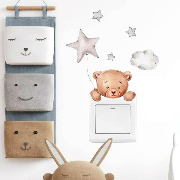 Cartoon Bear Star Switch Wall Sticker