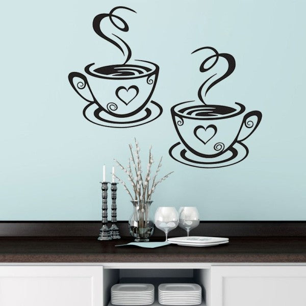 Pair Of Coffee Cup Decorative Sticker - KasGlobe