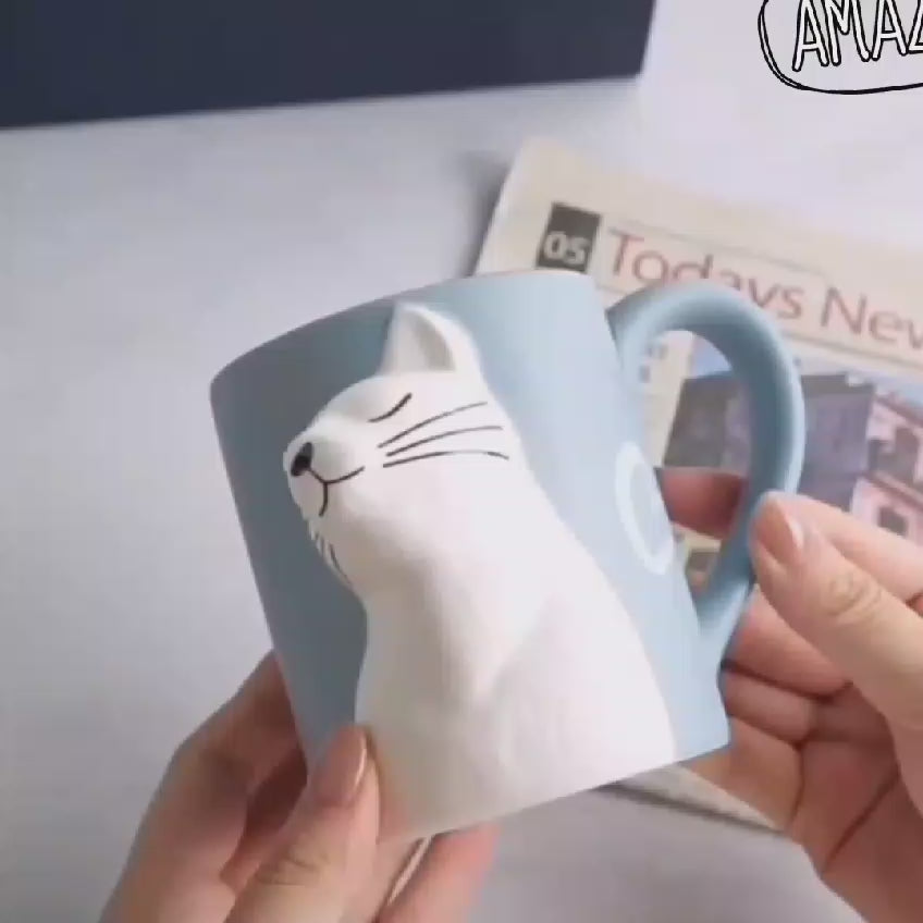 Ceramic Cat Coffee Cup Cute Cat Tea Mug Novelty Cat Mugs Cat Lover's Coffee Mug Whimsical Cat Cup Adorable Cat Tea Mug Unique Cat Ceramic Mug Cat-themed Coffee Mug Fun Cat Mug Design Best Cat Lover's Gift Mug